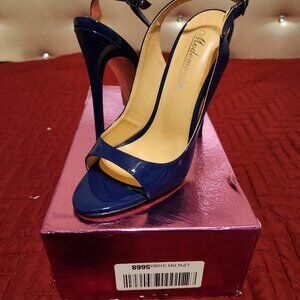 Women's Sz 7 Patent Blue 4.75" Slingback Heels